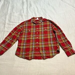 Jones New York Sport Vintage Red Plaid Button Down Shirt Large